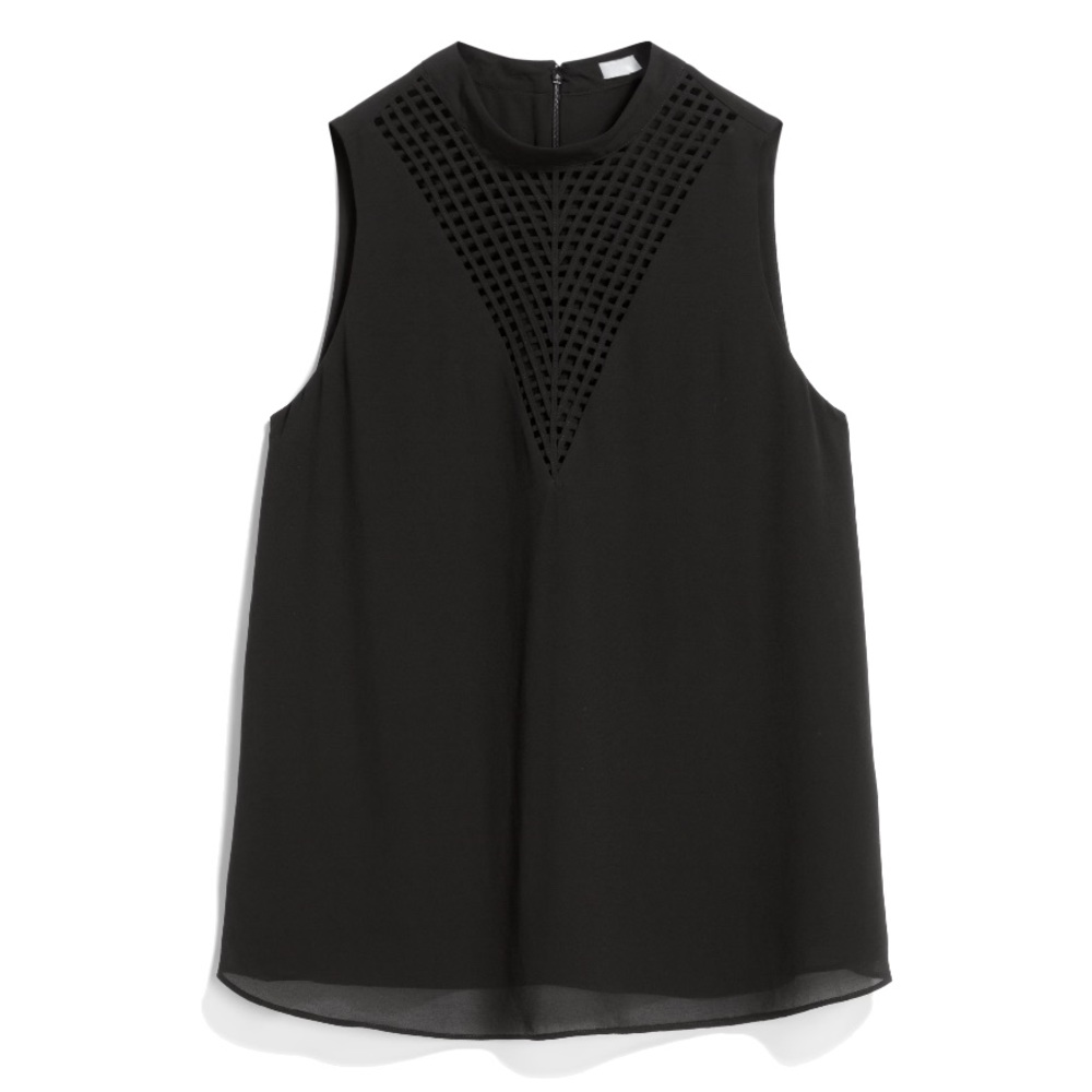 Q&A Mesh Women’s Blouse Black Sleeveless Dressy Top Small - Picture 1 of 16
